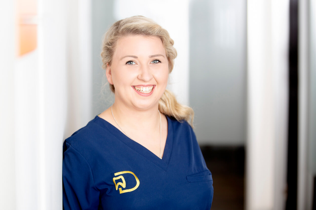 Healthcare Headshots Melbourne Headshot of smiling relaxed dental practitioner in Melbourne dental clinic