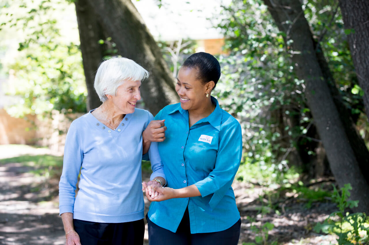 staff and resident in Aged care facility in Melbourne