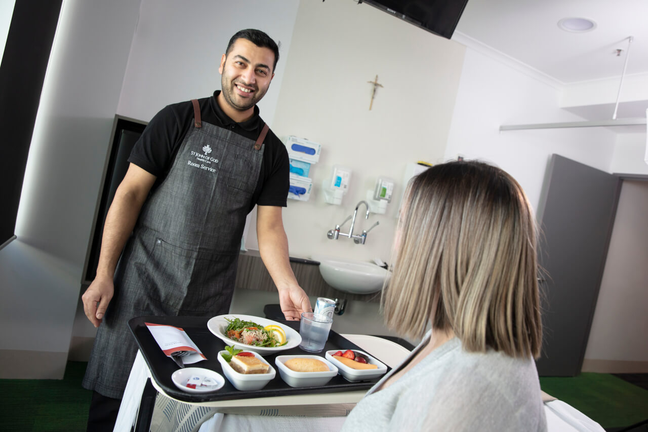 Hospital Marketing Photography Melbourne Meal being served in hospital ward