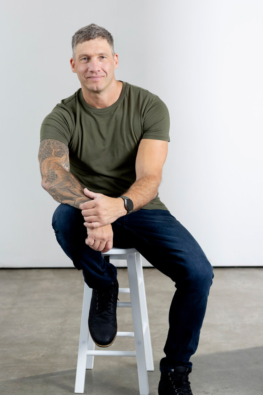 Melbourne firefighter headshot Relaxed headshot in Melbourne studio for firefighter